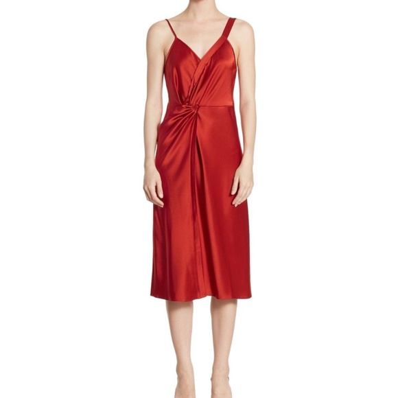 T by Alexander Wang satin twist midi dress, sz 4 - Picture 7 of 8